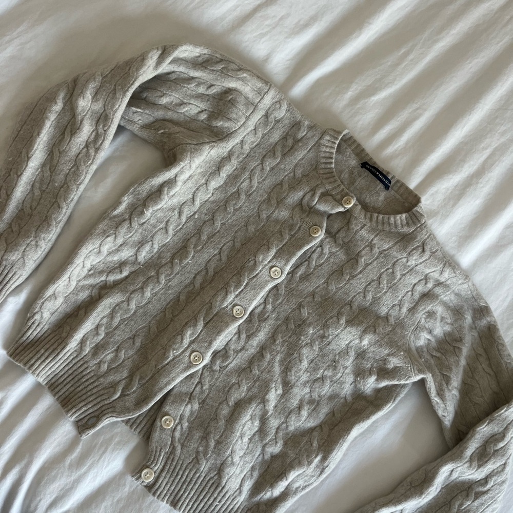 Brandy Melville Light Gray Cable Knit Cardigan